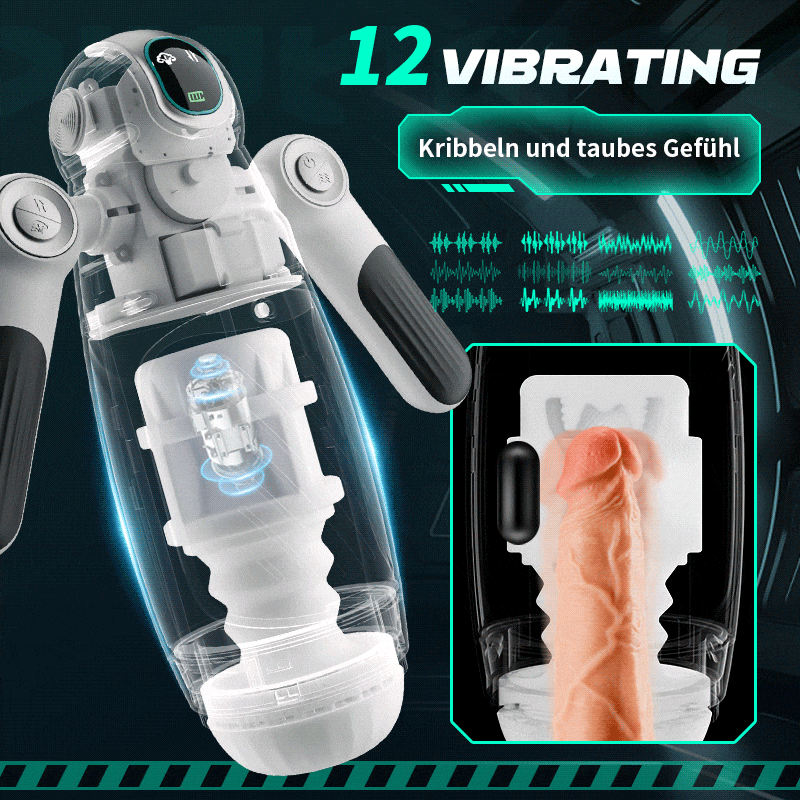 Doppelter Handgriff 13 Frequenz Vibration 7 Frequenz Einziehbare Masturbation Cups