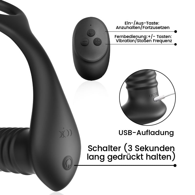 【Anfänger】SIEG 3*10 Stoßen Vibrieren Eichel Prostata Vibrator Silikon