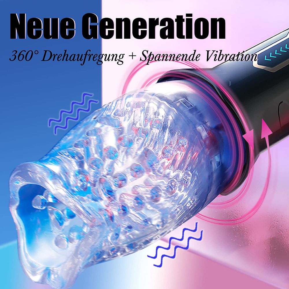 ORKAN 2 in 1 transparente Version des Automatischer 7 Rotation 7 Vibration Cup Masturbator