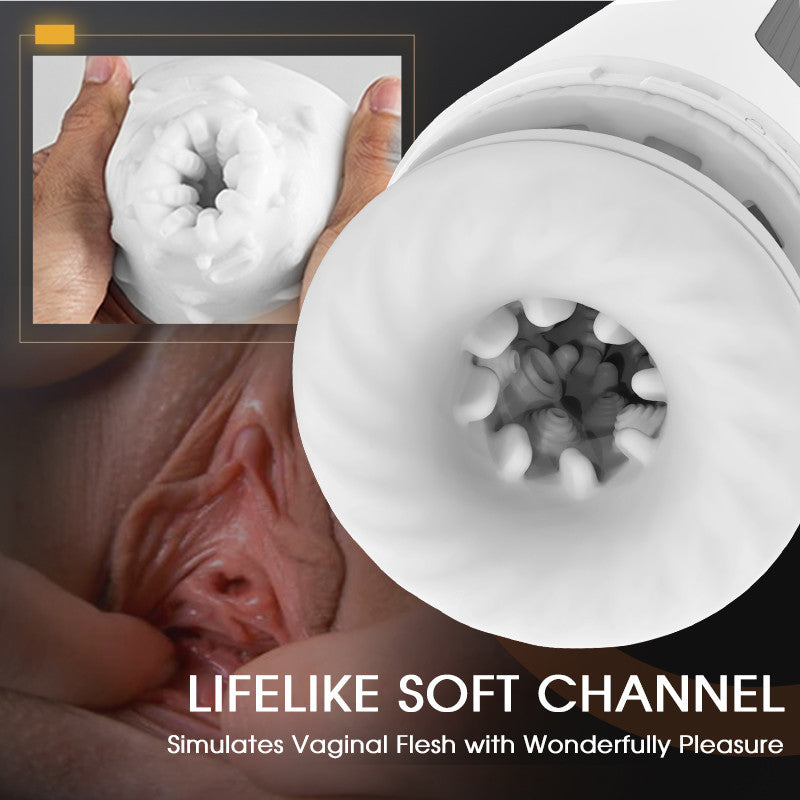 Tragbarer 7-stoßender und vibrierender, erhitzender Vocal-Masturbationsbecher