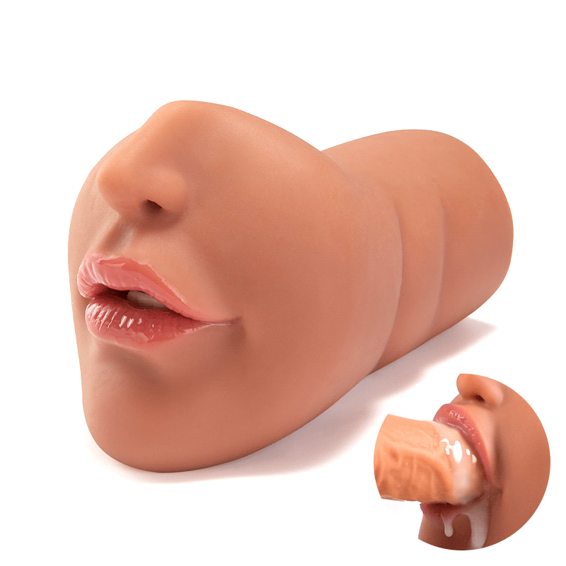 BRAUNE SCHÖNHEIT Tragbarer Masturbator Blowjob Taschenmuschi Masturbator