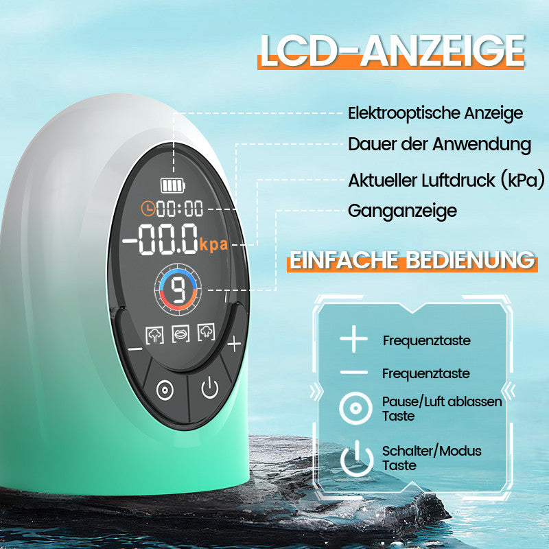 Green Pioneer – 4 Druckstufen und 9 Saugmodi – Wasser-Penispumpe mit LCD-Display