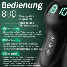 Laden Sie das Bild in den Galerie-Viewer, Evolution-8 Sucking 10 Vibrating One Touch Orgasm Digital Vacuum Masturbator