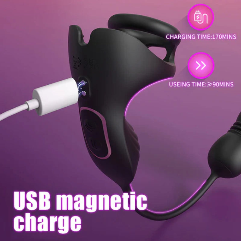 Prostata-Massagegerät mit 9 Stoß- und Vibrationsstufen und Hodenstimulator