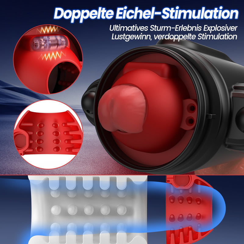 Sturmwirbel - 5-frequenz Wasserspray + 10-frequenz Vibration + 5-frequenz Rotation, Doppelte Eichelstimulation, Zweifach