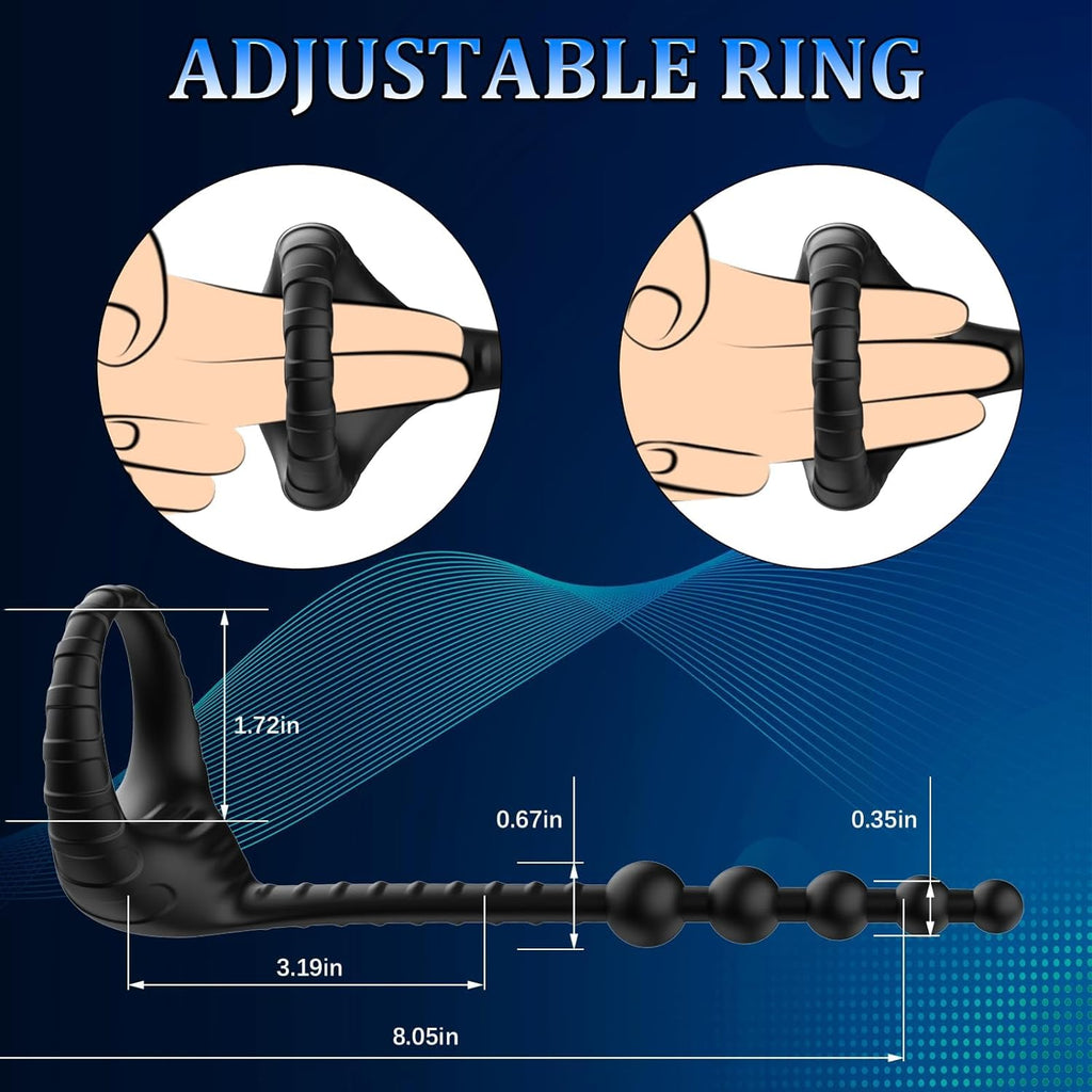 3-in-1 Lustmeister Penisring Analperlen Butt Plug mit 10 Vibration