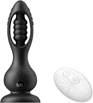 Kabelloser Vibrations Analplug Prostata Massager für Männer mit Fernbedienung 10 Vibrationsmodi Kugel Design IPX6 Wasserdicht Magnetisches Laden Medizinisches Silikon Leise Schwar