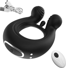 Laden Sie das Bild in den Galerie-Viewer, Vibrator mit APP-Steuerung Silikon Cockring für Penis/Hoden Stimulation, 3 IN 1 MULTIFUNKTIONALES DESIGN, 9 Vibrationsmodi, Wasserdichter Hodenringe Paarvibrator Sexspielzeug für Männer
