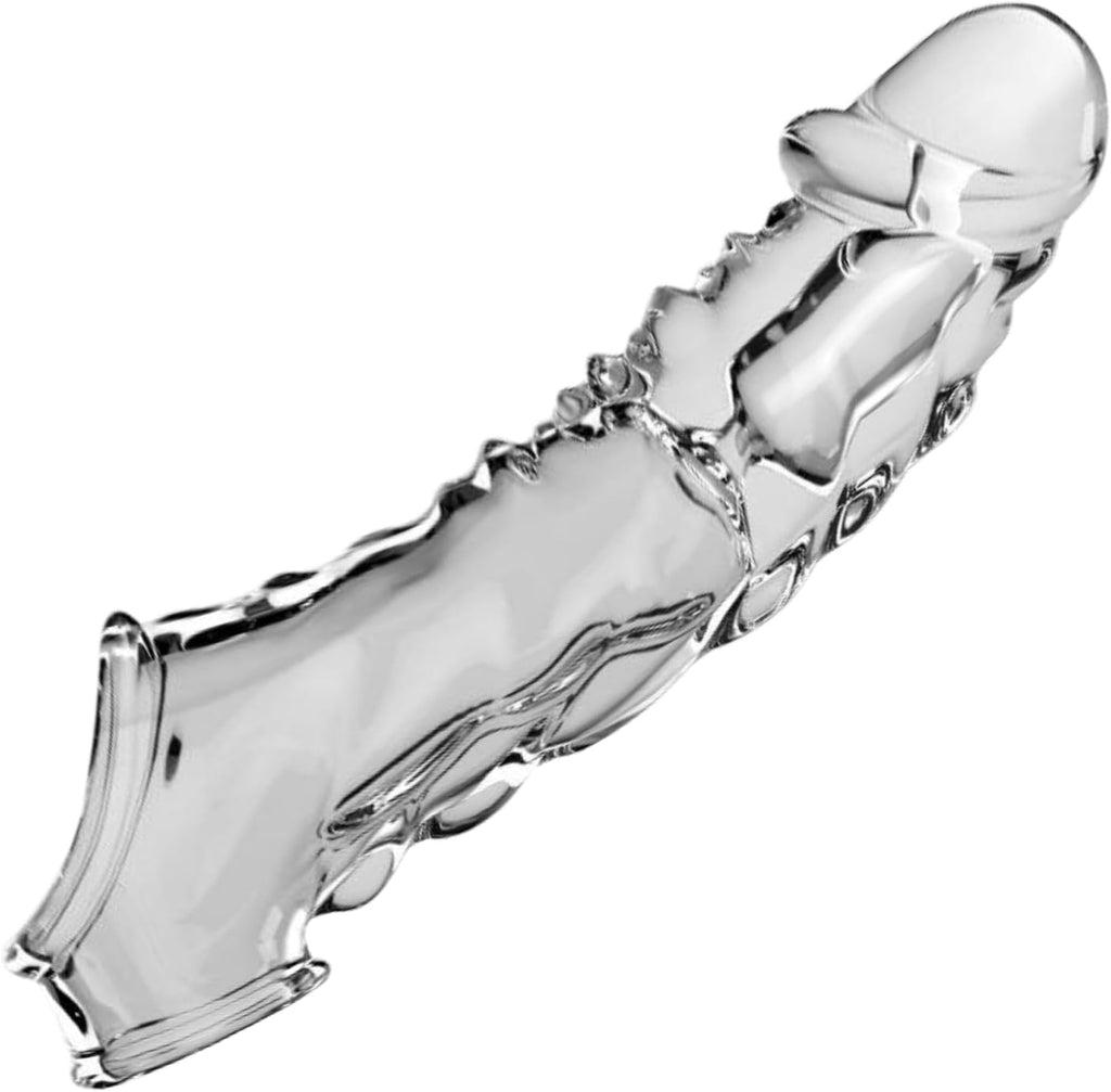 Penishülle mit Vibrator für 9 CM Penisverlängerung,Penis Sleeve erotisches Sexspielzeug für die Männer Penis Hülle Penismanschetten Sex Toyset Herren (Transparent)