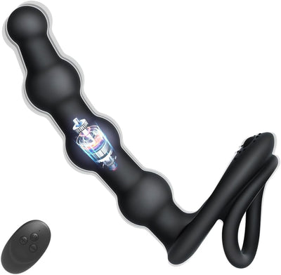 Penisring Anal Vibrator mit Fernbedienung Silikon Cockring Analkugeln 10 Vibrationsmodi Penis Ring Stimulator Anal Dildo Butt Plug Extreme Sexspielzeuge für Männer Frauen und Paare