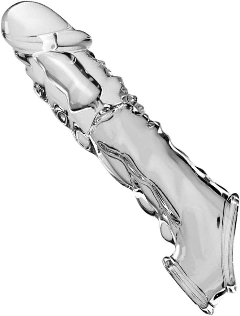 Penishülle mit Vibrator für 9 CM Penisverlängerung,Penis Sleeve erotisches Sexspielzeug für die Männer Penis Hülle Penismanschetten Sex Toyset Herren (Transparent)