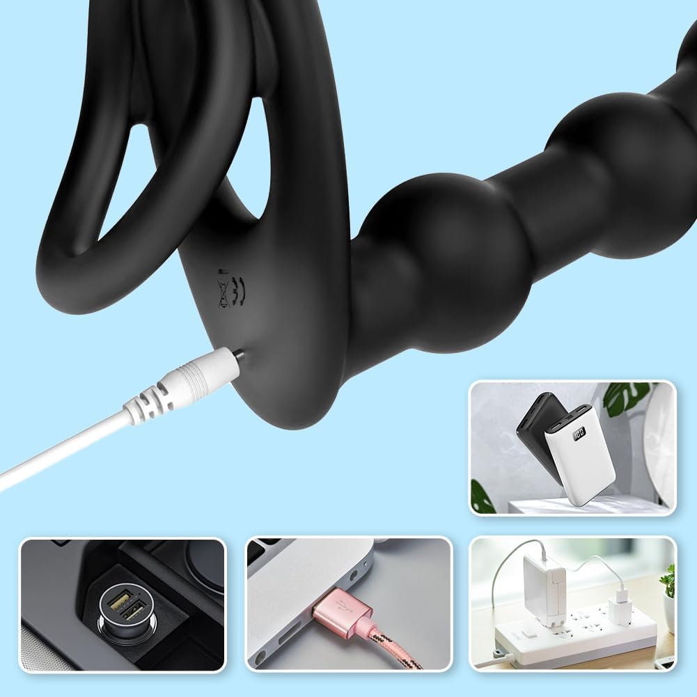 Penisring Anal Vibrator mit Fernbedienung Silikon Cockring Analkugeln 10 Vibrationsmodi Penis Ring Stimulator Anal Dildo Butt Plug Extreme Sexspielzeuge für Männer Frauen und Paare