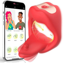 Laden Sie das Bild in den Galerie-Viewer, NEU Zunge Lecken Penisring Vibrator mit APP Fernbedienung und Hoden Stimulation, Silikon Cockring Penis Vibrator mit 10 Vibrationsmodi Sex Spielzeug für die Männer Paare Extrem Rot