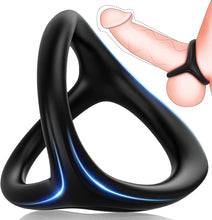 Laden Sie das Bild in den Galerie-Viewer, Mecofy Dreieckiger Penisringe, Premium Dehnbarer Silikon Penisring für Sex Männer, Pleasure Ring mit Hodensack-Ring Gürtel, Erotik Sexspielzeuge für Männer Paare, Schwarz