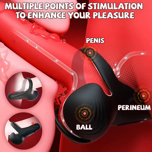 Doppel-Hodensack Penistrainer Vibrator Cockring Masturbator mit 10 Vibrationsmodi