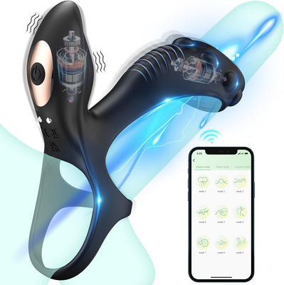 G-Punkt Penis Ring Vibrator Penishülle mit 9 Modi Vibration Klitoris Stimulator und APP Fernbedienung Masturbieren Männer Dual Penisringe Vibratorensets