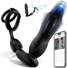 Laden Sie das Bild in den Galerie-Viewer, 10 Modes Vibrators for Men - 4-in-1 Prostate Stimulation with Ring, Butt Plug and Dildo Vibrator - IPX6 Waterproof Sex Toy for Men with Shock Function