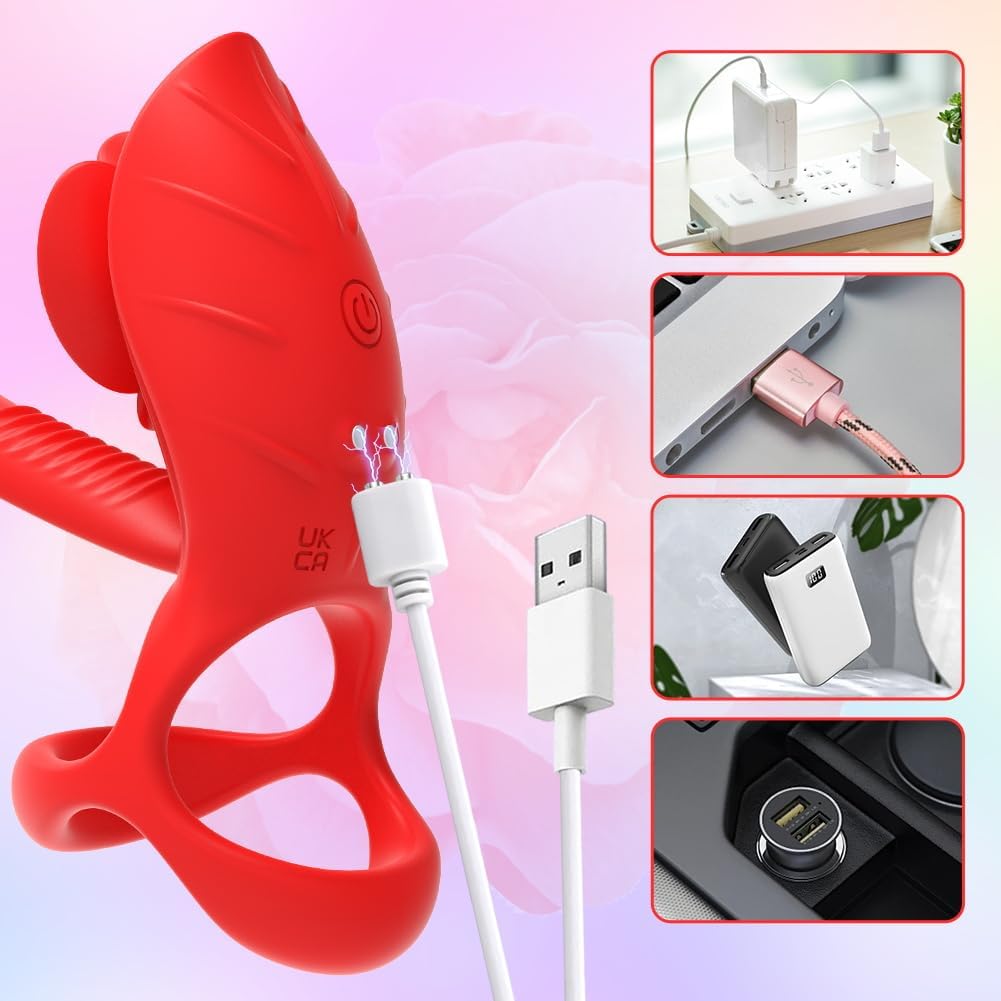 Vibrierender Penisring mit Klitoris Stimulator Penisring Vibrator mit 10 Vibrationsmodi Cockring zur Erektion Verbessern Verzögerte Ejakulation Männer Sexspielzeug für Paare Extrem Sex