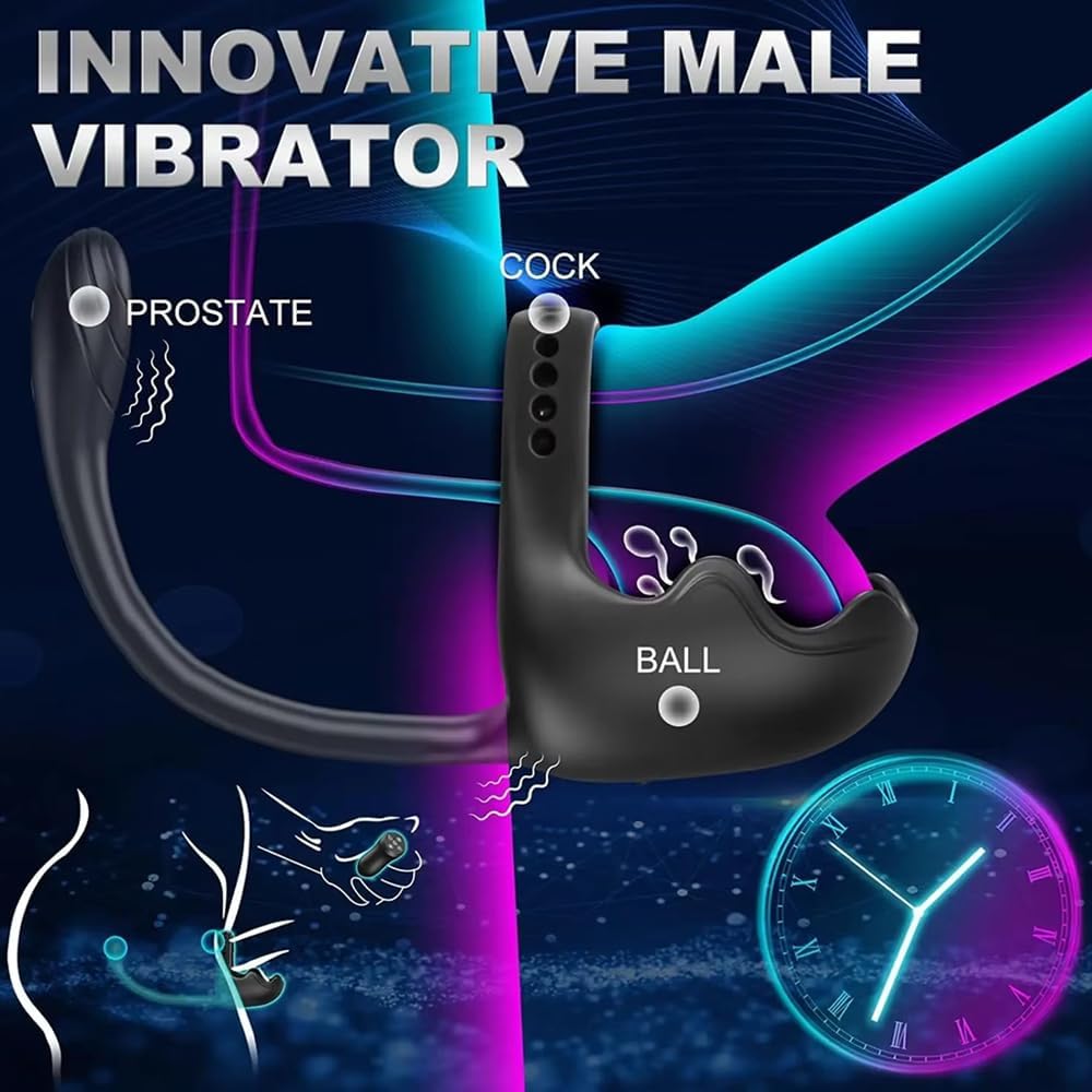 Elektrisch Penisring für die Männer Doppelmotor Hoden Analvibratoren 10 Vibrationsmodi Cockring Analplug Vibrator Erotik Massagegerät Paare Fernbedienung Sex Spielzeug