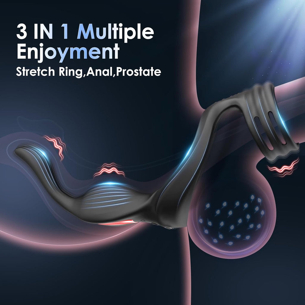 Vibrating Cock Ring Anal Plug - Sex Toys for Men Adult Toy Penis Ring with 11 Vibrators Modes, Vibrating Butt Plug Prostate Massager Male Sex Toy, Remote Control Vibrator Prostate Toy Lesbian Sex Toys