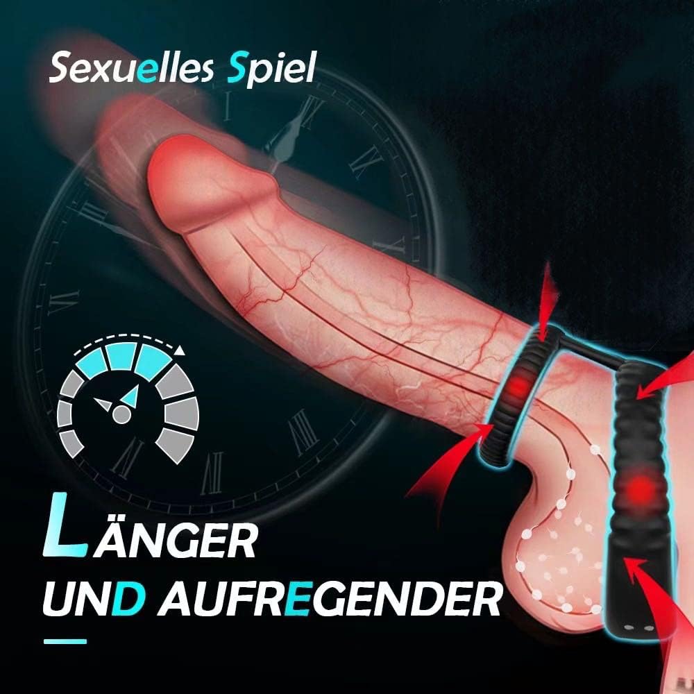 Dual Penisring Vibratoren mit starken Stimulation Dehnbar Cockring aus Silikon Penis Ringe für langes Spiel, Penis stimulator für Sex Männer und Paare