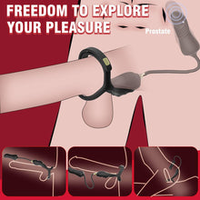 Laden Sie das Bild in den Galerie-Viewer, Männlicher Prostata Stimulator Massagegeräte mit Penisring Fernbedienung Teleskop Vibrator SM Analvibratoren Butt Plug mit 10 Vibrationsmodi+Schubmodi Analplug Dildo Sex Spielzeug für Männer
