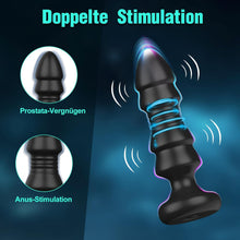 Laden Sie das Bild in den Galerie-Viewer, Anal Vibratoren Analvibrator, Buttplug mit 5 Teleskopmodi, Prostata Stimulator mit Fernsteuerung, Anal Butt Plug Dildo Vibrationen Sexspielzeug für Männer Frauen Paare (Dunkelschwarz)