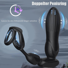 Laden Sie das Bild in den Galerie-Viewer, 10 Modes Vibrators for Men - 4-in-1 Prostate Stimulation with Ring, Butt Plug and Dildo Vibrator - IPX6 Waterproof Sex Toy for Men with Shock Function