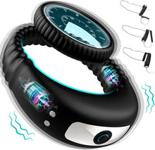 Laden Sie das Bild in den Galerie-Viewer, Dual Penisring Vibratoren mit starken Stimulation Dehnbar Cockring aus Silikon Penis Ringe für langes Spiel, Penis stimulator für Sex Männer und Paare