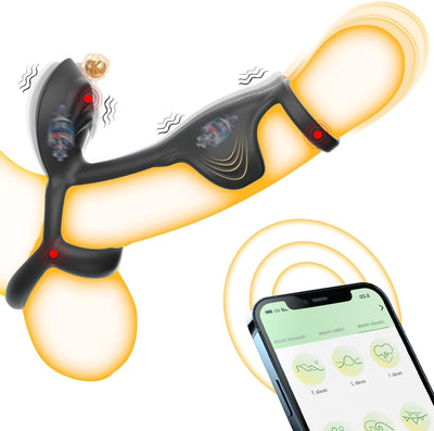APP Penisring Set Sex Spielzeug für die Männer, 9 Vibrationsmodi Penis Vibrator Massagegerät, Penis Ring Cockringe Erotik Sexspielzeug für Paare Extrem Sex, Cockring Hodenringe Erotisches für Klitoris