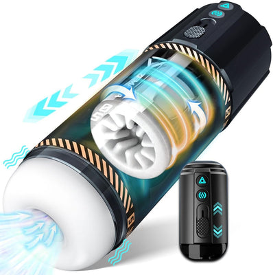 Elektrischer Masturbator Cup mit 8 Teleskop Rotierende Vibration Stoßfunktion, Sex Spielzeug für die Männer solo, Taschenmuschi Masturbieren für Männer Penis Masturbatoren, Sex Toys mit 3D Vagina