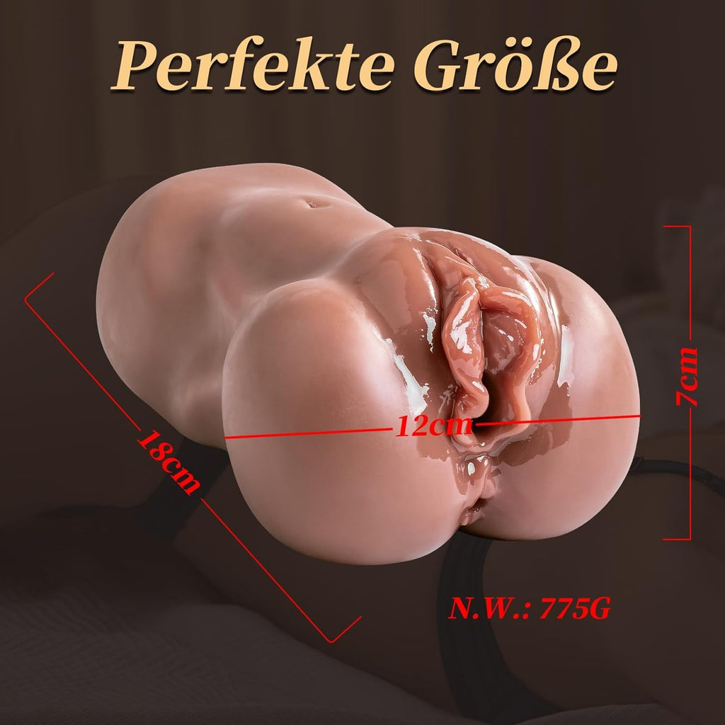 Masturbieren für Männer Masturbator - 2 in 1 Pocket Pussy Groß mit 3D Vagina Klitoris Anal Taschenmuschi Masturbatoren Doppelkanal Tragbare Erotik sex spielzeug für die männer solo