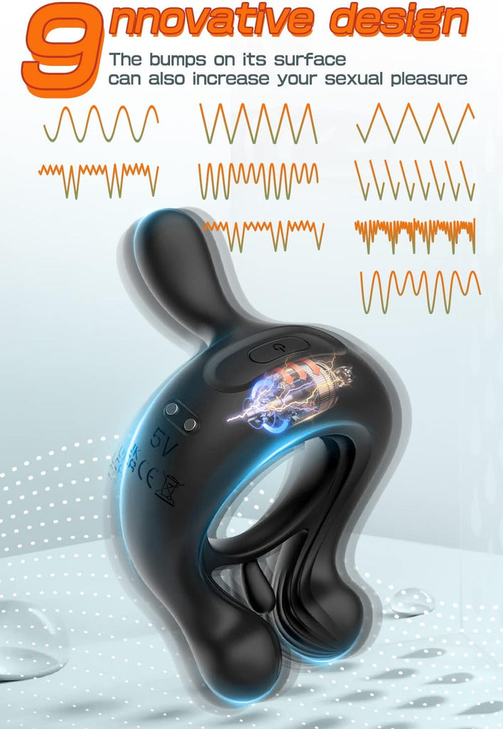 Penisring Vibrator, Penis Ring Sex spielzeug für Die Paare Penis Massagegerät für Langwährende Erektion, Sex Spielzeug für Die Männer mit 9 Vibrationsmodi, Erotisches Sexspielzeug Sex Toyset Damen