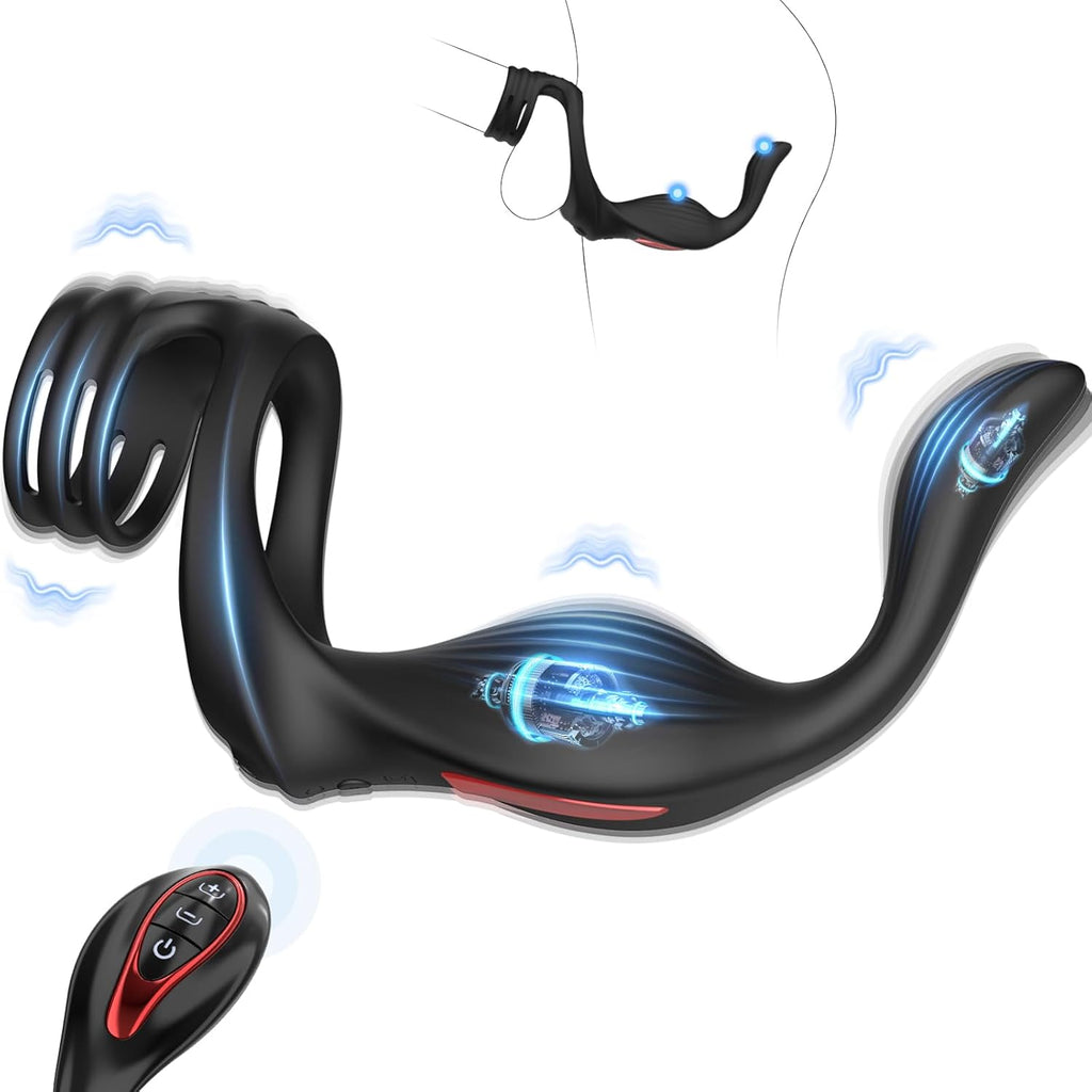 Vibrating Cock Ring Anal Plug - Sex Toys for Men Adult Toy Penis Ring with 11 Vibrators Modes, Vibrating Butt Plug Prostate Massager Male Sex Toy, Remote Control Vibrator Prostate Toy Lesbian Sex Toys