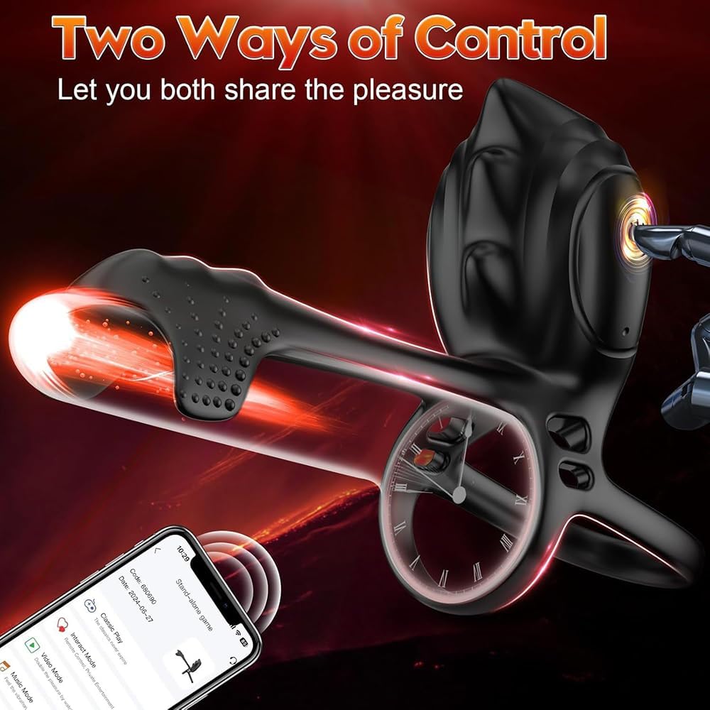 Prostata Vibrator APP Steuerung Silikon Penisring Vibratoren Cockring Erotisches Sexspielzeug, Mit 10 Vibrationsmodi Cockring Penistrainer Massagegerät Hodenring-Vibrator für Männer Solo