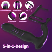 Laden Sie das Bild in den Galerie-Viewer, 3 IN 1 Analplug Prostate Stimulation Massager Verfügt über 10 Vibrationsschockmodi Sex Spielzeug für die Männer Dualer Penisring mit Fernbedienung Analstimulation