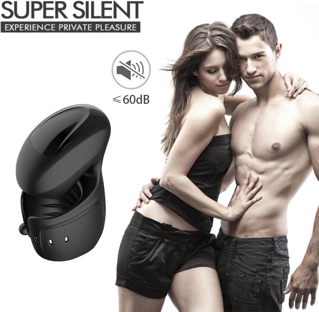 Elektrische Eichelvibrator,Penis-Vibrator mit einstellbarer Größe,10 Vibrationsmodi Neuer Masturbatoren,Elektrische Masturbatoren Penis Trainer, Männer Eichel Stimulator Silikon Sexspielzeug