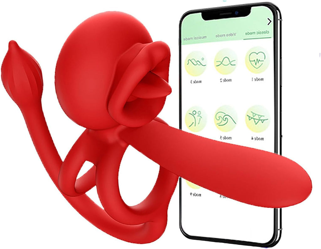 4 in1 Penisring Vibrator Prostata Stimulation APP Penisring Set Sex Spielzeug, Penis Vibrator Massagegerät mit 3 Vibrationsmodi Penis Hoden langanhaltende Erektion Sexspielzeug für Männer