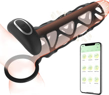 Laden Sie das Bild in den Galerie-Viewer, Penisring Vibrator mit 9 Vibrationsmodi Große Größe Hohlgewebe Penisbeschränkung Klitorisstimulation App Fernbedienung Erotisches Sexspielzeug für Paare Mann und Frau
