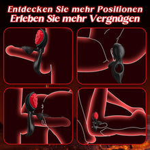 Laden Sie das Bild in den Galerie-Viewer, Penisring Vibrator mit Klitoris Hoden Stimulator Penis Ring Vibratoren Sex spielzeug für die paare Cockring mit 9 Vibrationsmodi Sex Spielzeug für die Männer Solo erotisches sexspielzeug für paare
