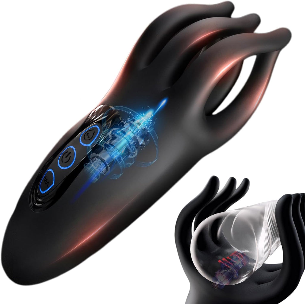 10 Vibrations-Knetmodi Sex Spielzeug für die Männer, Penis Trainer Masturbator Vibratorensets für Männer Eichelvibrator Taschenmuschi