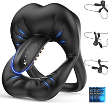 Laden Sie das Bild in den Galerie-Viewer, Dual Penisring Vibrator mit 360° Verstellbarem Tongue Klitorisstimulator, Sex Spielzeug für die Paare Männer, Penis Ring Sexspielzeug für Paare Extrem Sex, Penisringe Sextoysets für Paare Sex Cockring