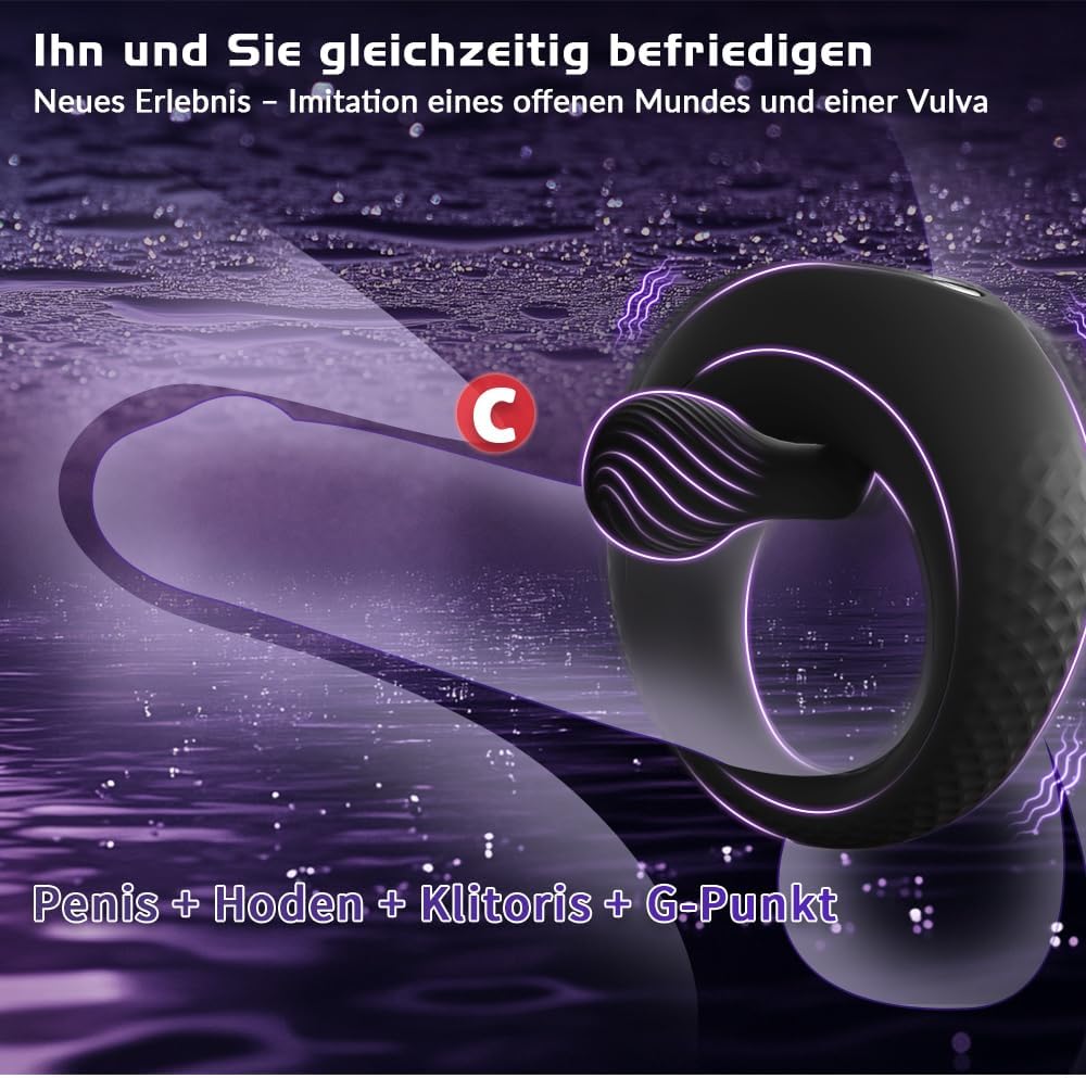 Penisring Vibrator mit 360° Verstellbarem Perlen-Klitorisstimulator, Sex Spielzeug für die Paare Männer Frauen, YAWNSHE Cockring Penis Ring Sex Toys, Erotisches Sexspielzeug für Paare Mann Extrem Sex