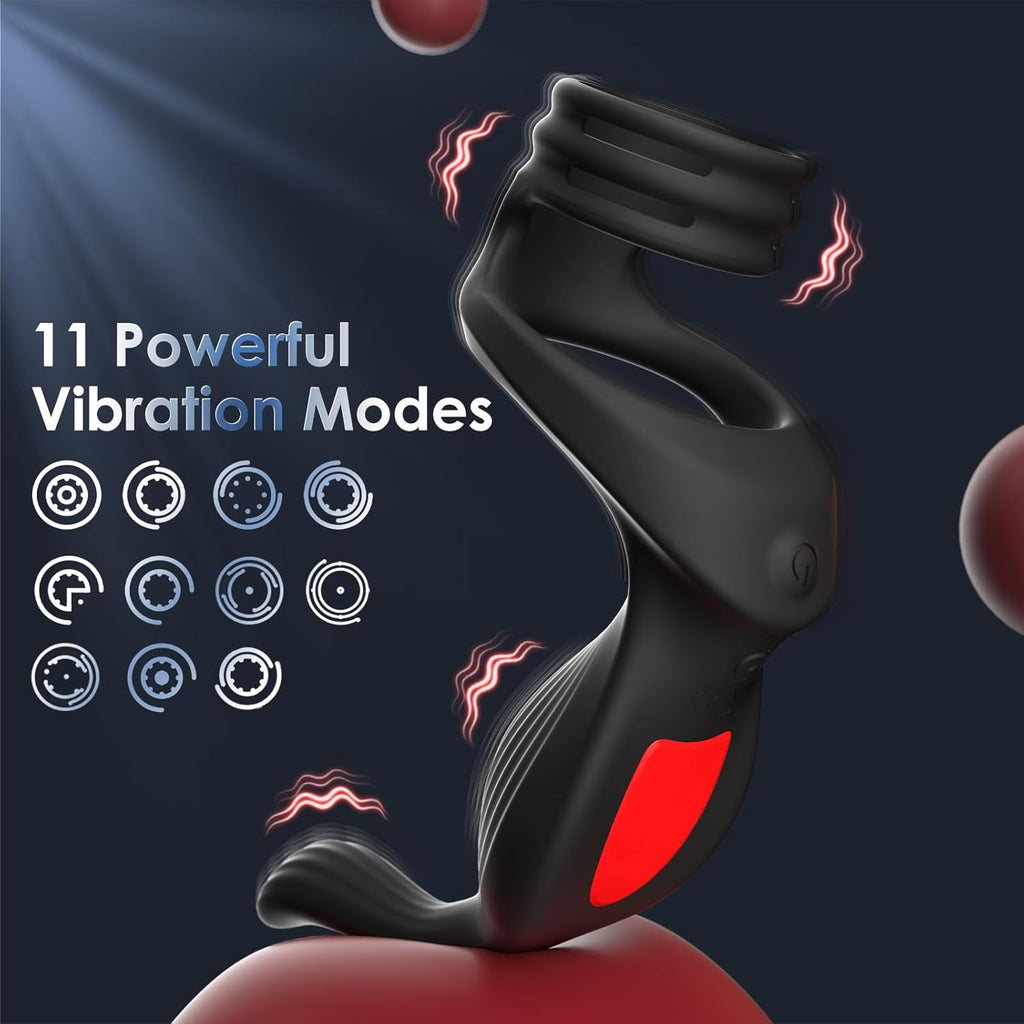 Vibrating Cock Ring Anal Plug - Sex Toys for Men Adult Toy Penis Ring with 11 Vibrators Modes, Vibrating Butt Plug Prostate Massager Male Sex Toy, Remote Control Vibrator Prostate Toy Lesbian Sex Toys