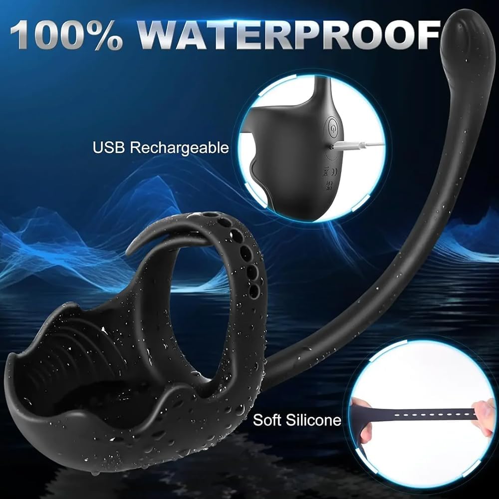 Elektrisch Penisring für die Männer Doppelmotor Hoden Analvibratoren 10 Vibrationsmodi Cockring Analplug Vibrator Erotik Massagegerät Paare Fernbedienung Sex Spielzeug