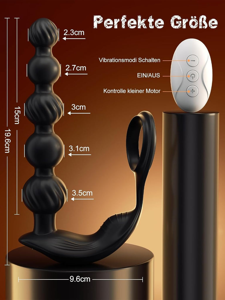 Sex Spielzeug für die Männer, Anal Plug Prostata Massagegerät Buttplug Penisring mit 10 Vibrierenden Modi, Prostata Stimulation mit 5 Analperlen, Wasserdichtes Sex Toyset für die Paare