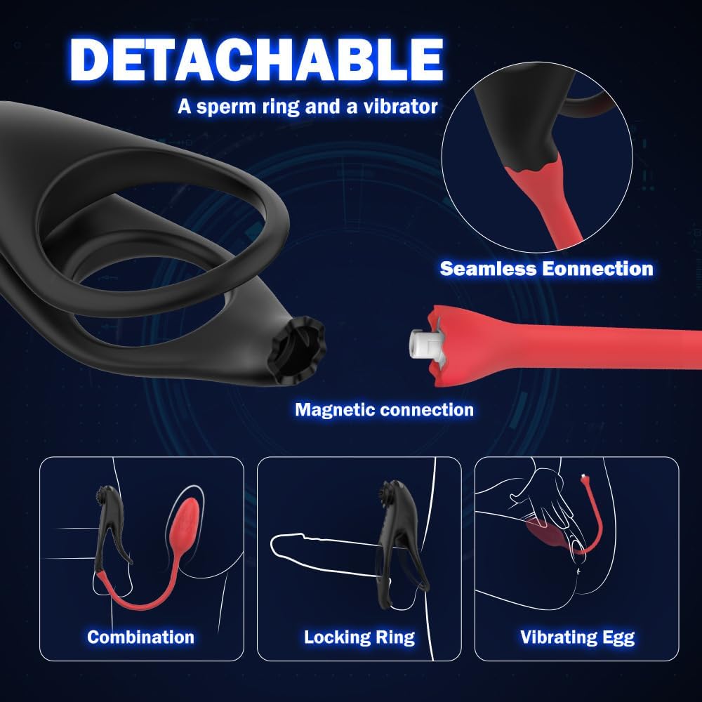 Penisring Vibrator Sex Spielzeug 2 in 1 Abnehmbar G-Punkt Penisringe Vibrator mit 10 * 10 Vibrationsmodi Prostata Stimulation Analvibratoren Penis Ring Erotik Sextoysets für Paare extrem sex
