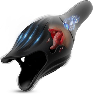 BDSMYEE Elektrischer Masturbator Cup, Eichel Stimulator Penis Training Vibrator mit 10 Vibrationsmodi, Masturbieren Blowjob Cup Sex Spielzeug für Männer, Der Vibrator mit der Vibrationszunge