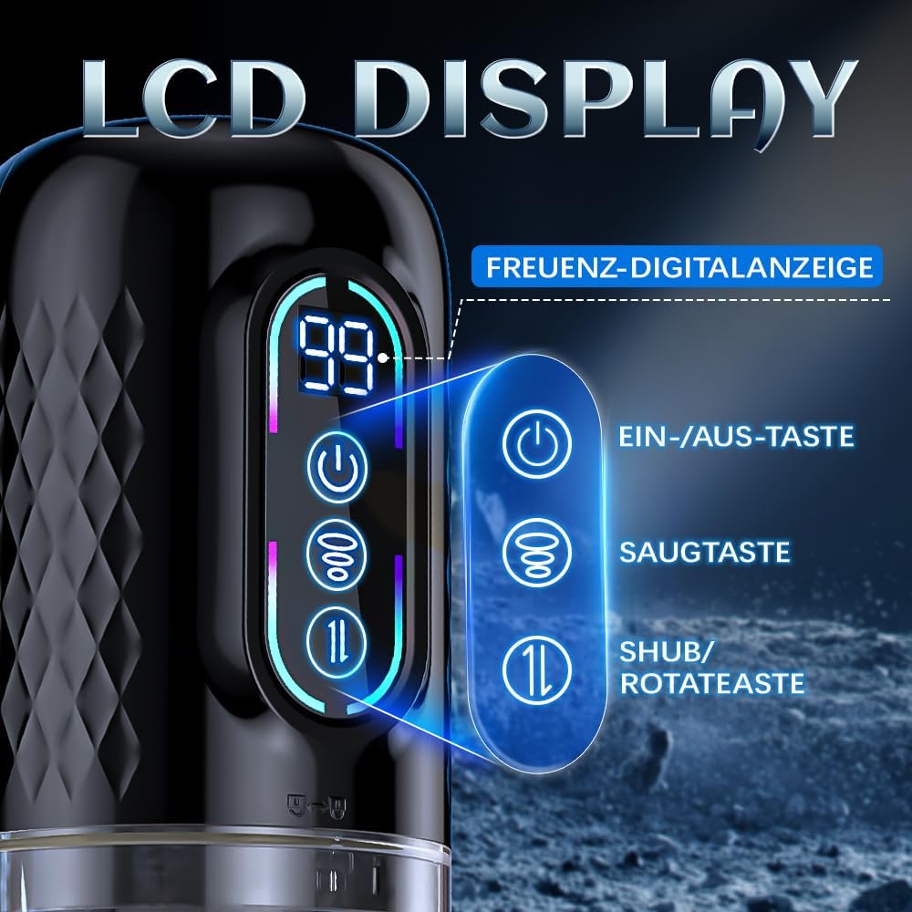 Elektrische Masturbabtor Cup Sexspielzeug für Männer mit 9 Modi Teleskopfunktion und Rotierender Massagefunktion 3D Kanal Pussy Taschenmuschi Penis Masturbieren für Männer