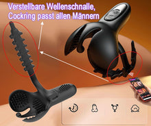 Laden Sie das Bild in den Galerie-Viewer, Vibrator Cockringe Extrem Silikon Penisring Vibratoren mit Hoden Vibrierende Cockring für Männer mit 10 Vibrationmodis für Penis Sex Spielzeug für die Männer Stimulation Sex Toy